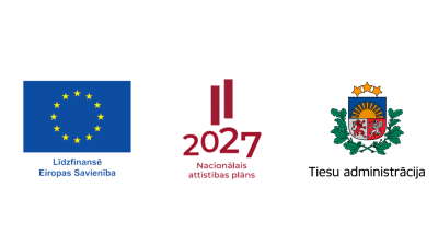 Attēlā redzami ES fondu un Tiesu administrācijas logo