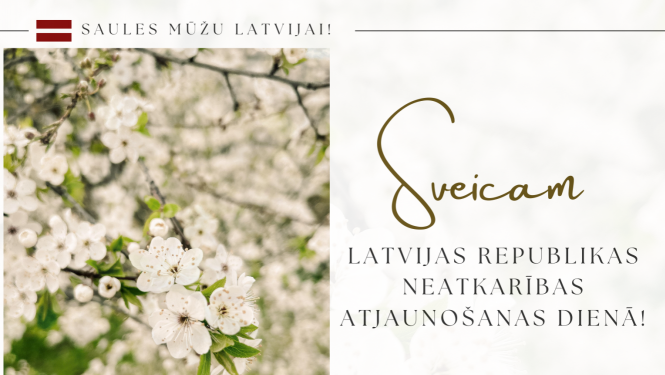 Attēlā attēloti ziedi sveicot Latvijas Republikas neatkarības atjaunošanas dienā.
