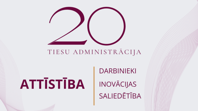 Attēlā attēlots Tiesu administrācijas 20 jubilejas izveidotas logo