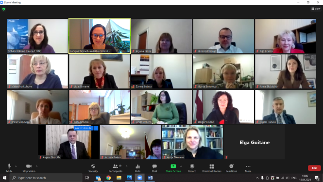 Semināra apmeklētāji Zoom platformā