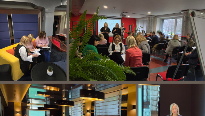 Kolāža ar bildēm no ESF " Pieeja tiesiskumam" mācībām