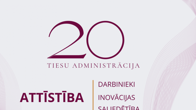 Attēlā attēlots Tiesu administrācijas 20 jubilejas izveidotas logo