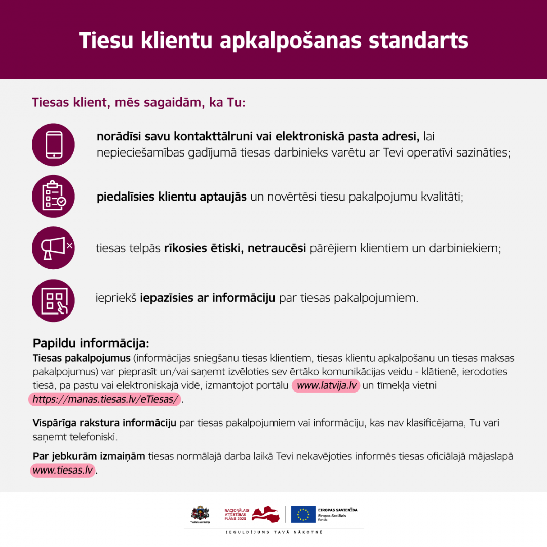 Tiesu klientu apkalpošanas standarts