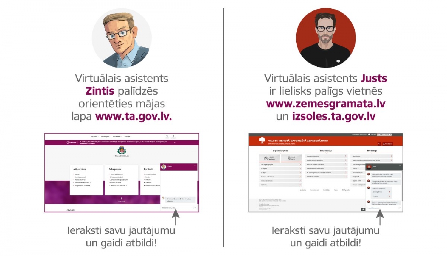 Virtuālie asisteni Justs un Zintis