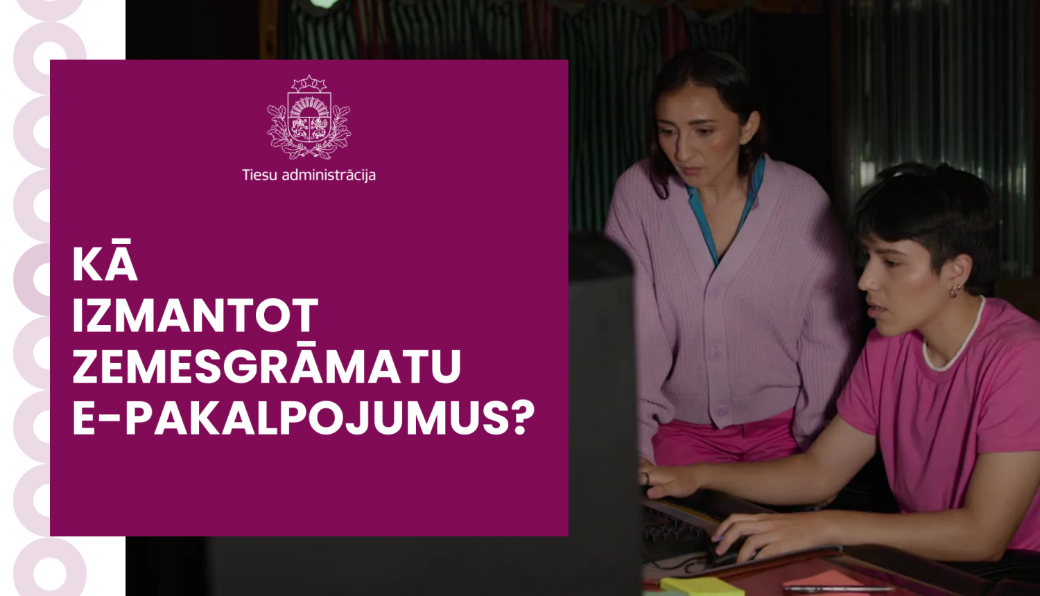 Attēlā attēlots jautājums: Kā izmantot zemesgrāmatu e-pakalpojumus?